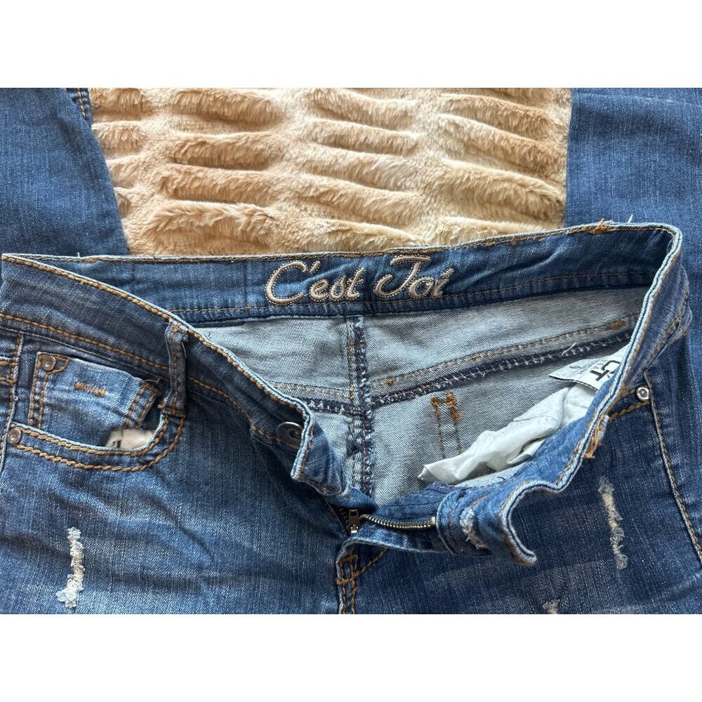 Cest Toi Womens Distressed Blue Skinny Jeans Size 9 - Picture 11 of 11